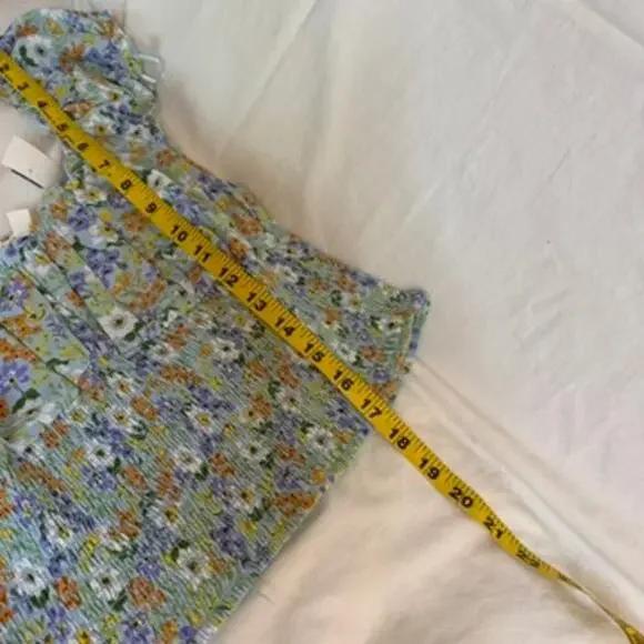 Cottage Core Crop Top Women Lg Floral Tie Smock Milk Maid‎ Feminine Prairie Mine - Picture 8 of 8